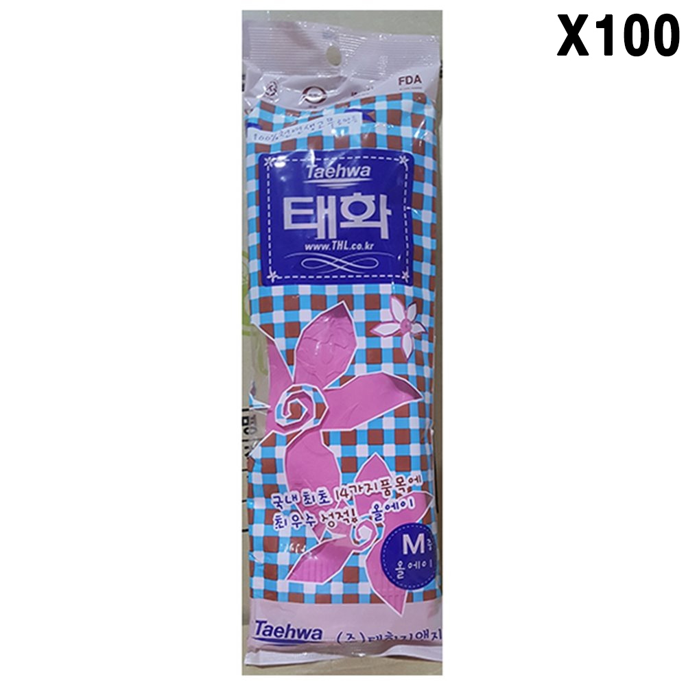 [FK] 고무장갑(올A 중M 분홍 태화 )X100